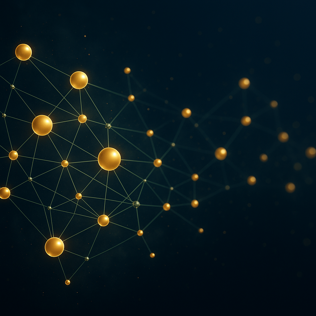 Abstract network of glowing nodes representing local connectivity